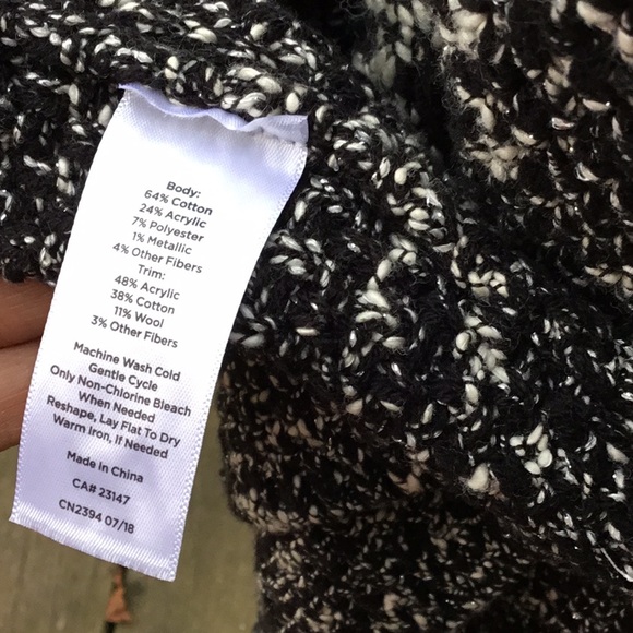 Talbot’s Black & Cream Knit Sweater Cardigan Jacket - Picture 15 of 16